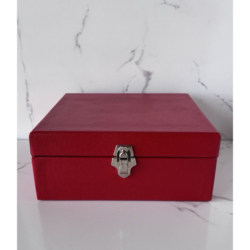 Amfile Cancelled Check File Box Red ~ Monthly Tabs Retro Office Desk Vintage